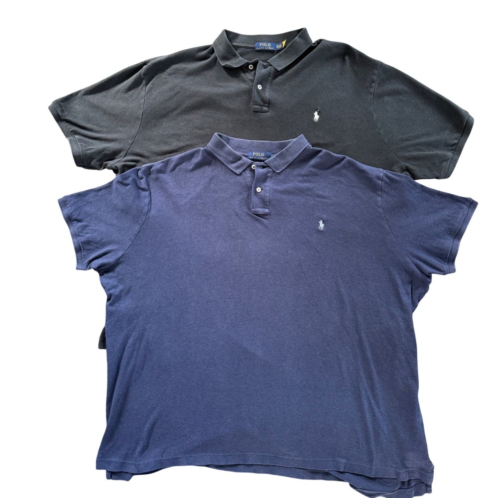 Polo‎ Ralph Lauren 2XL Polo Shirt Lot 2 Navy Gray 100% Cotton Big Pony Logo